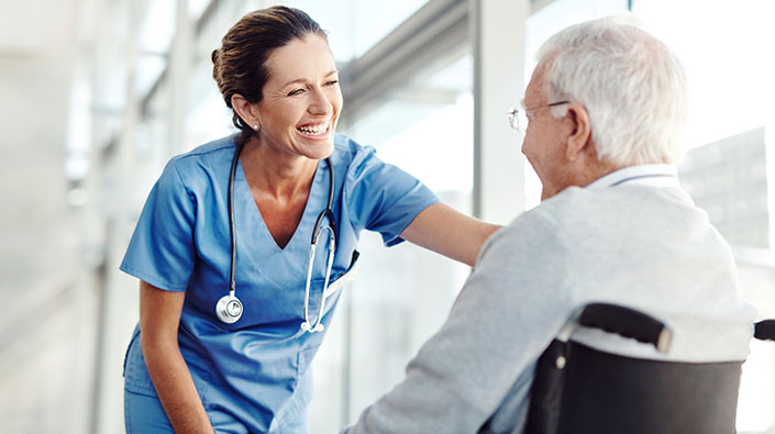 Caregiver with a senior patient