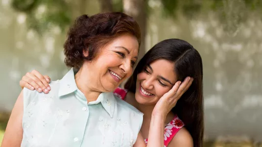 mother and daughter outdoors